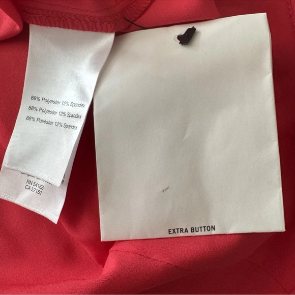 DKNY Button Down Blouse Shirt Red Coral Hue Long Sleeve Collared SZ L Office NWT - Picture 8 of 10